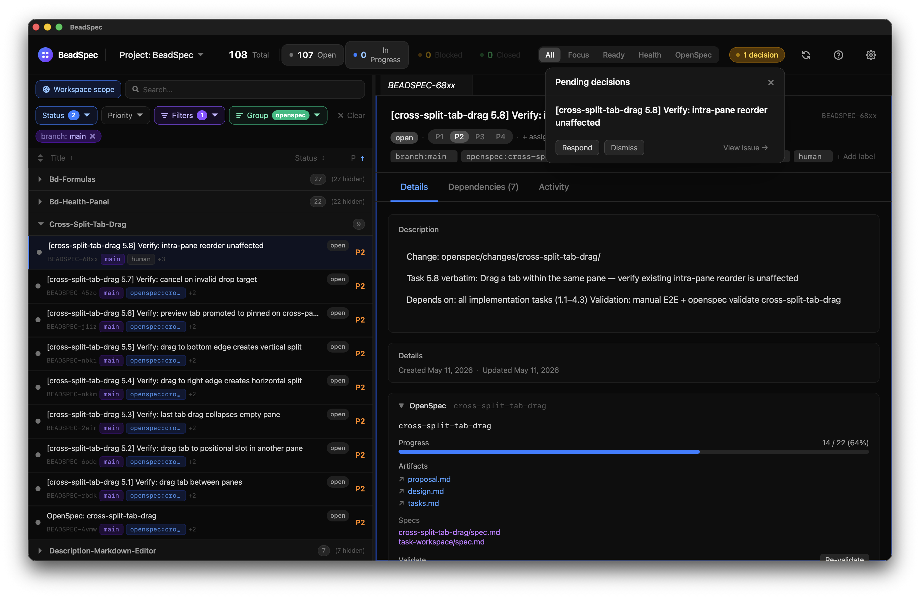 Human Queue chip open showing flagged issues